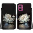 For Motorola Moto G55 Crystal Texture Colored Drawing Leather Phone Case(Crystal Peony) - 1