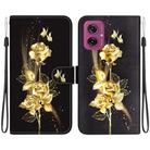 For Motorola Moto G55 Crystal Texture Colored Drawing Leather Phone Case(Gold Butterfly Rose) - 1