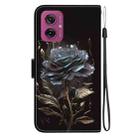 For Motorola Moto G55 Crystal Texture Colored Drawing Leather Phone Case(Black Rose) - 3