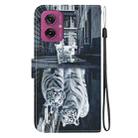 For Motorola Moto G55 Crystal Texture Colored Drawing Leather Phone Case(Cat Tiger Reflection) - 3