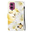For Motorola Moto G55 Crystal Texture Colored Drawing Leather Phone Case(Gold Butterfly Epiphyllum) - 3