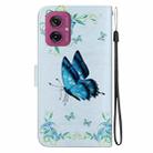 For Motorola Moto G55 Crystal Texture Colored Drawing Leather Phone Case(Blue Pansies) - 3