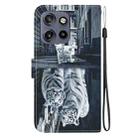 For Motorola Edge 50 Neo 5G Global Crystal Texture Colored Drawing Leather Phone Case(Cat Tiger Reflection) - 3