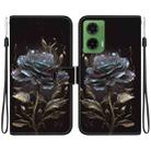 For Motorola Moto G35 Crystal Texture Colored Drawing Leather Phone Case(Black Rose) - 1