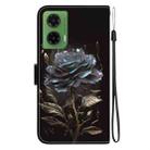 For Motorola Moto G35 Crystal Texture Colored Drawing Leather Phone Case(Black Rose) - 3