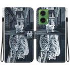 For Motorola Moto G35 Crystal Texture Colored Drawing Leather Phone Case(Cat Tiger Reflection) - 1