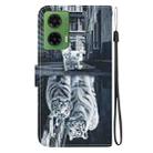 For Motorola Moto G35 Crystal Texture Colored Drawing Leather Phone Case(Cat Tiger Reflection) - 3