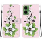 For Motorola Moto G35 Crystal Texture Colored Drawing Leather Phone Case(Lily) - 1