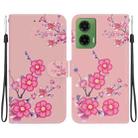 For Motorola Moto G35 Crystal Texture Colored Drawing Leather Phone Case(Cherry Blossoms) - 1