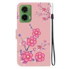 For Motorola Moto G35 Crystal Texture Colored Drawing Leather Phone Case(Cherry Blossoms) - 3