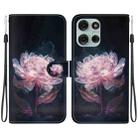 For Motorola Moto G75 5G Crystal Texture Colored Drawing Leather Phone Case(Purple Peony) - 1