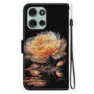 For Motorola Moto G75 5G Crystal Texture Colored Drawing Leather Phone Case(Gold Peony) - 3