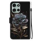 For Motorola Moto G75 5G Crystal Texture Colored Drawing Leather Phone Case(Black Rose) - 3