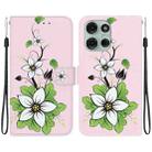 For Motorola Moto G75 5G Crystal Texture Colored Drawing Leather Phone Case(Lily) - 1