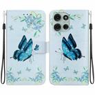 For Motorola Moto G75 5G Crystal Texture Colored Drawing Leather Phone Case(Blue Pansies) - 1