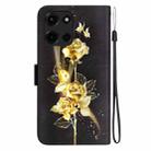 For Motorola Moto G 5G 2025 Crystal Texture Colored Drawing Leather Phone Case(Gold Butterfly Rose) - 3