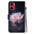 For Motorola Moto G05 / E15 Crystal Texture Colored Drawing Leather Phone Case(Purple Peony) - 3