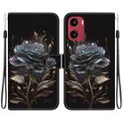 For Motorola Moto G05 / E15 Crystal Texture Colored Drawing Leather Phone Case(Black Rose) - 1