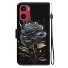 For Motorola Moto G05 / E15 Crystal Texture Colored Drawing Leather Phone Case(Black Rose) - 3