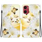 For Motorola Moto G05 / E15 Crystal Texture Colored Drawing Leather Phone Case(Gold Butterfly Epiphyllum) - 1