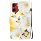 For Motorola Moto G05 / E15 Crystal Texture Colored Drawing Leather Phone Case(Gold Butterfly Epiphyllum) - 3