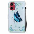 For Motorola Moto G05 / E15 Crystal Texture Colored Drawing Leather Phone Case(Blue Pansies) - 3