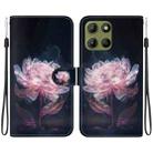 For Motorola Moto G15 Crystal Texture Colored Drawing Leather Phone Case(Purple Peony) - 1