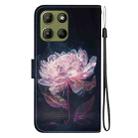 For Motorola Moto G15 Crystal Texture Colored Drawing Leather Phone Case(Purple Peony) - 3