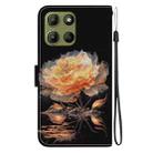 For Motorola Moto G15 Crystal Texture Colored Drawing Leather Phone Case(Gold Peony) - 3