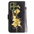 For Motorola Moto G15 Crystal Texture Colored Drawing Leather Phone Case(Gold Butterfly Rose) - 3