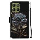 For Motorola Moto G15 Crystal Texture Colored Drawing Leather Phone Case(Black Rose) - 3
