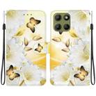 For Motorola Moto G15 Crystal Texture Colored Drawing Leather Phone Case(Gold Butterfly Epiphyllum) - 1