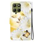 For Motorola Moto G15 Crystal Texture Colored Drawing Leather Phone Case(Gold Butterfly Epiphyllum) - 3