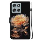 For Motorola Moto G56 5G / G66j 5G / G66y 5G Crystal Texture Colored Drawing Leather Phone Case(Gold Peony) - 3