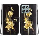 For Motorola Moto G56 5G / G66j 5G / G66y 5G Crystal Texture Colored Drawing Leather Phone Case(Gold Butterfly Rose) - 1