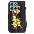 For Motorola Moto G56 5G / G66j 5G / G66y 5G Crystal Texture Colored Drawing Leather Phone Case(Gold Butterfly Rose) - 3