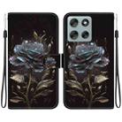 For Motorola Moto G56 5G / G66j 5G / G66y 5G Crystal Texture Colored Drawing Leather Phone Case(Black Rose) - 1