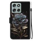 For Motorola Moto G56 5G / G66j 5G / G66y 5G Crystal Texture Colored Drawing Leather Phone Case(Black Rose) - 3