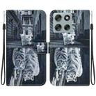 For Motorola Moto G56 5G / G66j 5G / G66y 5G Crystal Texture Colored Drawing Leather Phone Case(Cat Tiger Reflection) - 1