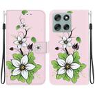 For Motorola Moto G56 5G / G66j 5G / G66y 5G Crystal Texture Colored Drawing Leather Phone Case(Lily) - 1