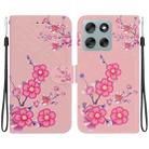 For Motorola Moto G56 5G / G66j 5G / G66y 5G Crystal Texture Colored Drawing Leather Phone Case(Cherry Blossoms) - 1