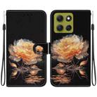 For Motorola Moto G86 5G Crystal Texture Colored Drawing Leather Phone Case(Gold Peony) - 1