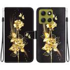 For Motorola Moto G86 5G Crystal Texture Colored Drawing Leather Phone Case(Gold Butterfly Rose) - 1