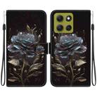 For Motorola Moto G86 5G Crystal Texture Colored Drawing Leather Phone Case(Black Rose) - 1