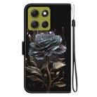 For Motorola Moto G86 5G Crystal Texture Colored Drawing Leather Phone Case(Black Rose) - 3
