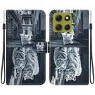 For Motorola Moto G86 5G Crystal Texture Colored Drawing Leather Phone Case(Cat Tiger Reflection) - 1