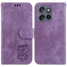 For Motorola Edge 50 Neo 5G Global Little Tiger Embossed Leather Phone Case(Purple) - 1