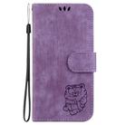 For Motorola Edge 50 Neo 5G Global Little Tiger Embossed Leather Phone Case(Purple) - 2