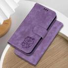 For Motorola Moto G35 Little Tiger Embossed Leather Phone Case(Purple) - 2