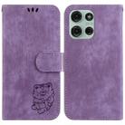 For Motorola Moto G75 5G Little Tiger Embossed Leather Phone Case(Purple) - 1